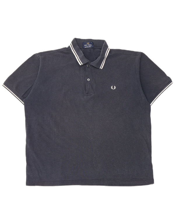 Fred Perry Mens Polo Shirt Large Navy Blue Cotton
