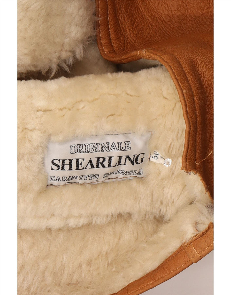 VINTAGE Mens Shearling Overcoat IT 50 Large Brown Shearling Vintage Vintage and Second-Hand Vintage from Messina Hembry 