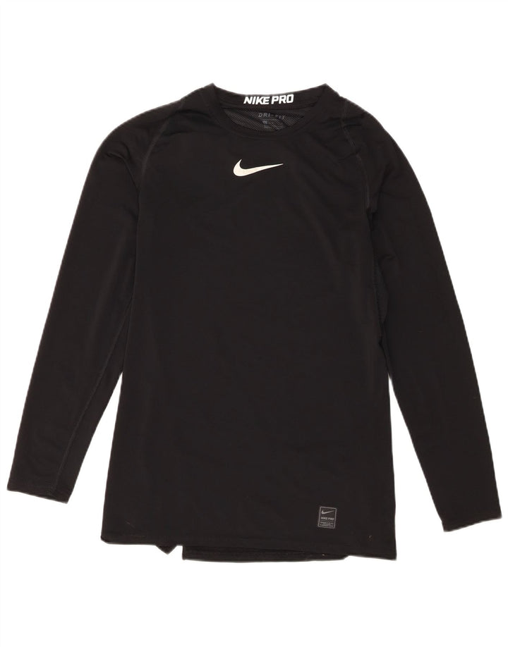 Nike Womens Dri Fit Top Long Sleeve UK 14 Large Black Polyester