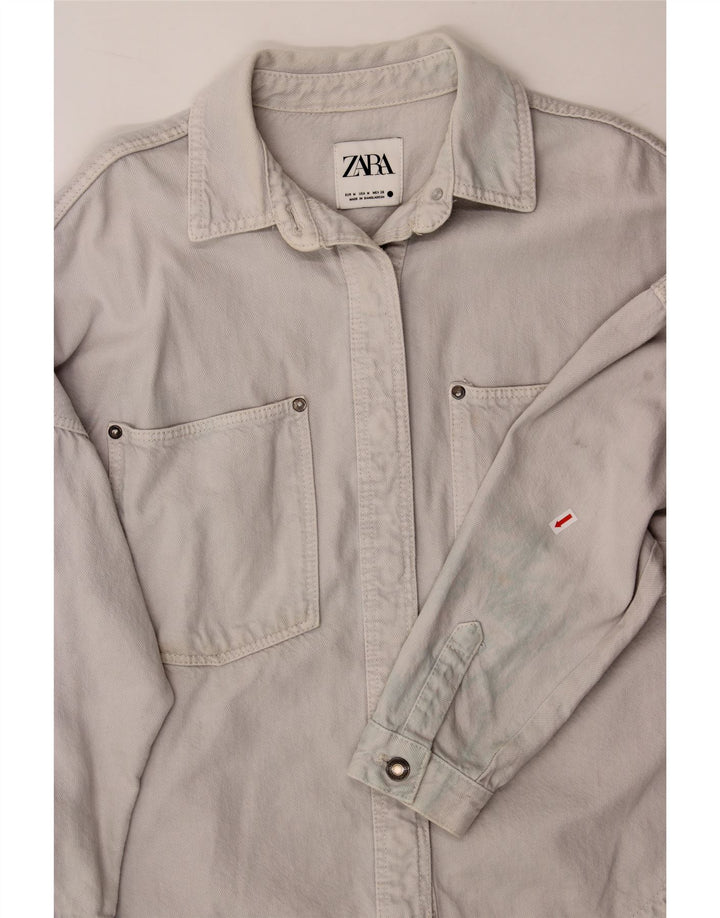 ZARA Womens Oversized Denim Jacket UK 14 Medium Blue Cotton Vintage Zara and Second-Hand Zara from Messina Hembry 