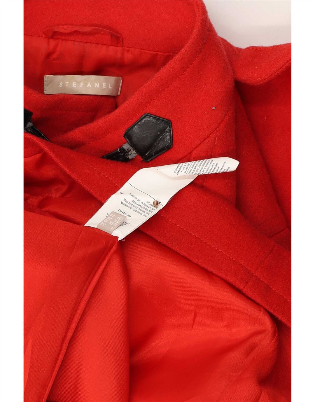 Stefanel Womens Hooded Duffle Jacket IT 48 XL Red Virgin Wool