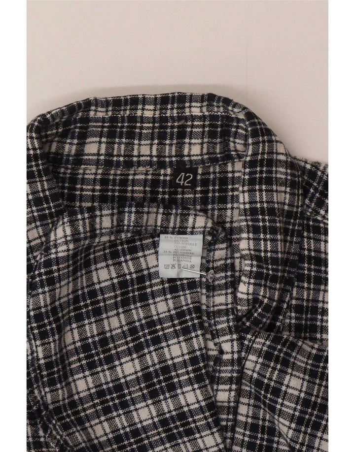 Vintage Mens Flannel Shirt Size 42 Large Navy Blue Check Cotton