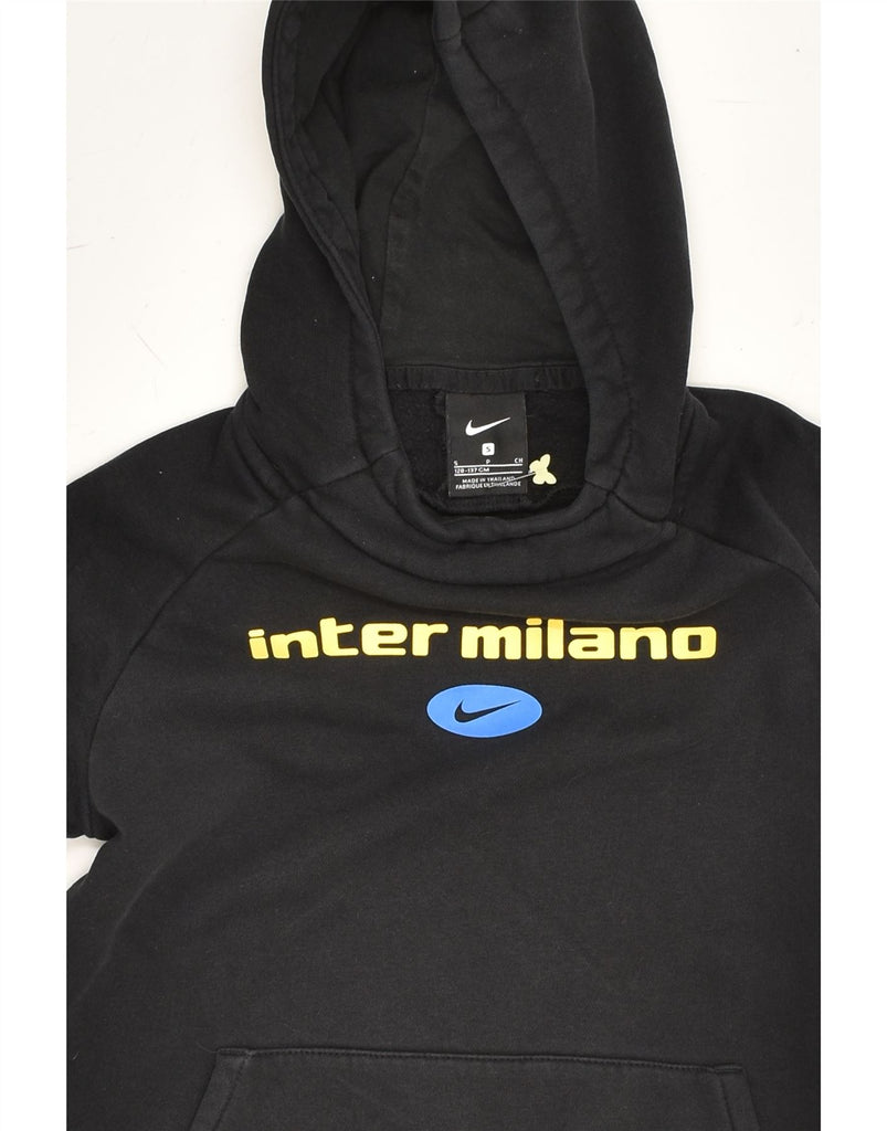 NIKE Girls Inter Milan Graphic Hoodie Jumper 8-9 Years Small Black Cotton | Vintage Nike | Thrift | Second-Hand Nike | Used Clothing | Messina Hembry 