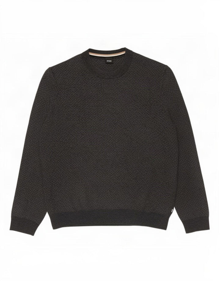 Hugo Boss Mens Crew Neck Jumper Sweater XL Grey Wool
