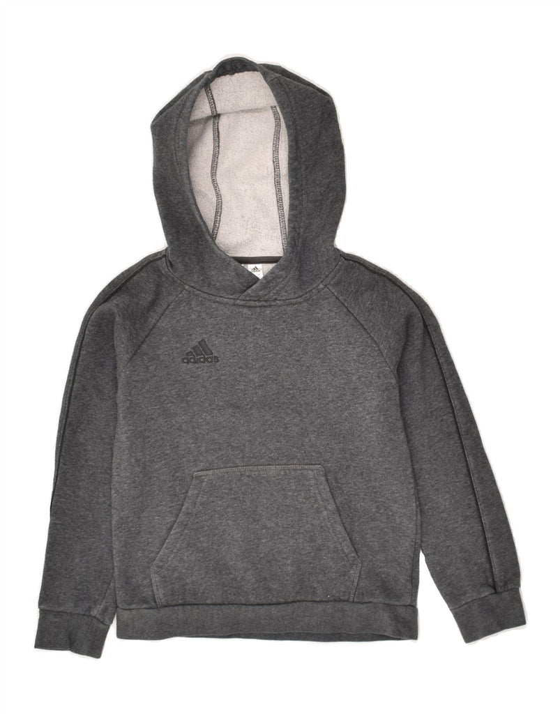 ADIDAS Boys Hoodie Jumper 7-8 Years Grey Cotton | Vintage Adidas | Thrift | Second-Hand Adidas | Used Clothing | Messina Hembry 