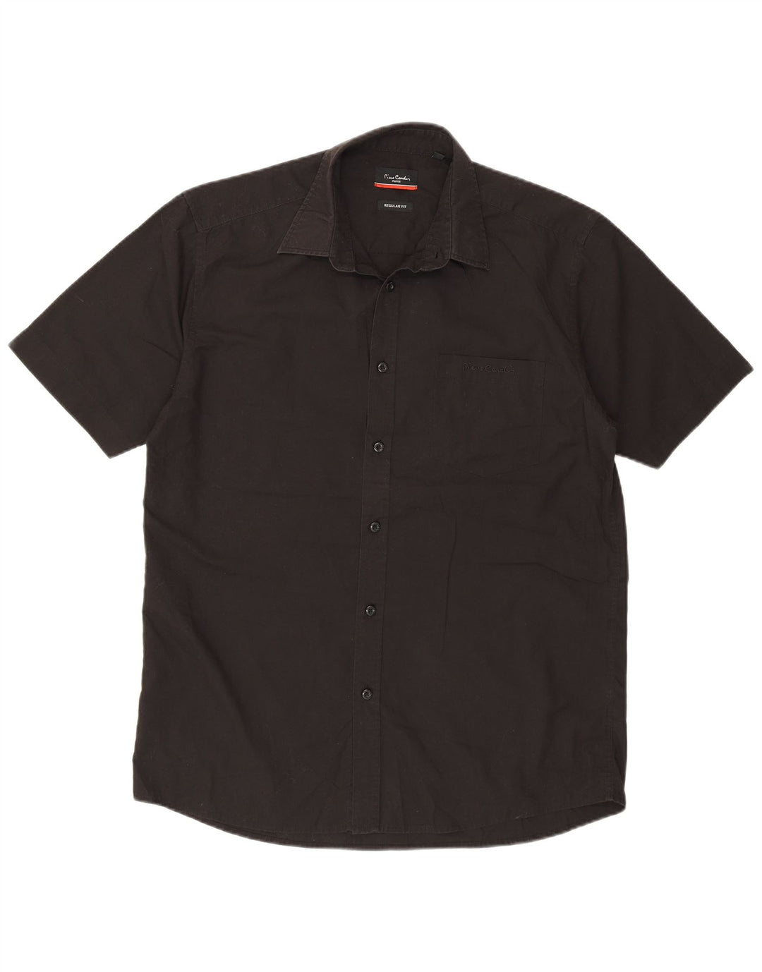 Pierre Cardin Mens Short Sleeve Regular Fit Shirt Medium Black Polyester