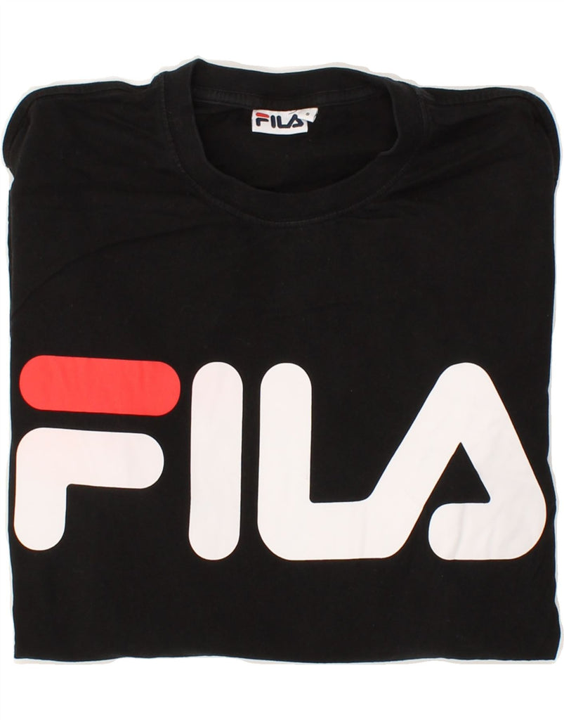 FILA Mens Graphic Top Long Sleeve Small Black Cotton | Vintage Fila | Thrift | Second-Hand Fila | Used Clothing | Messina Hembry 