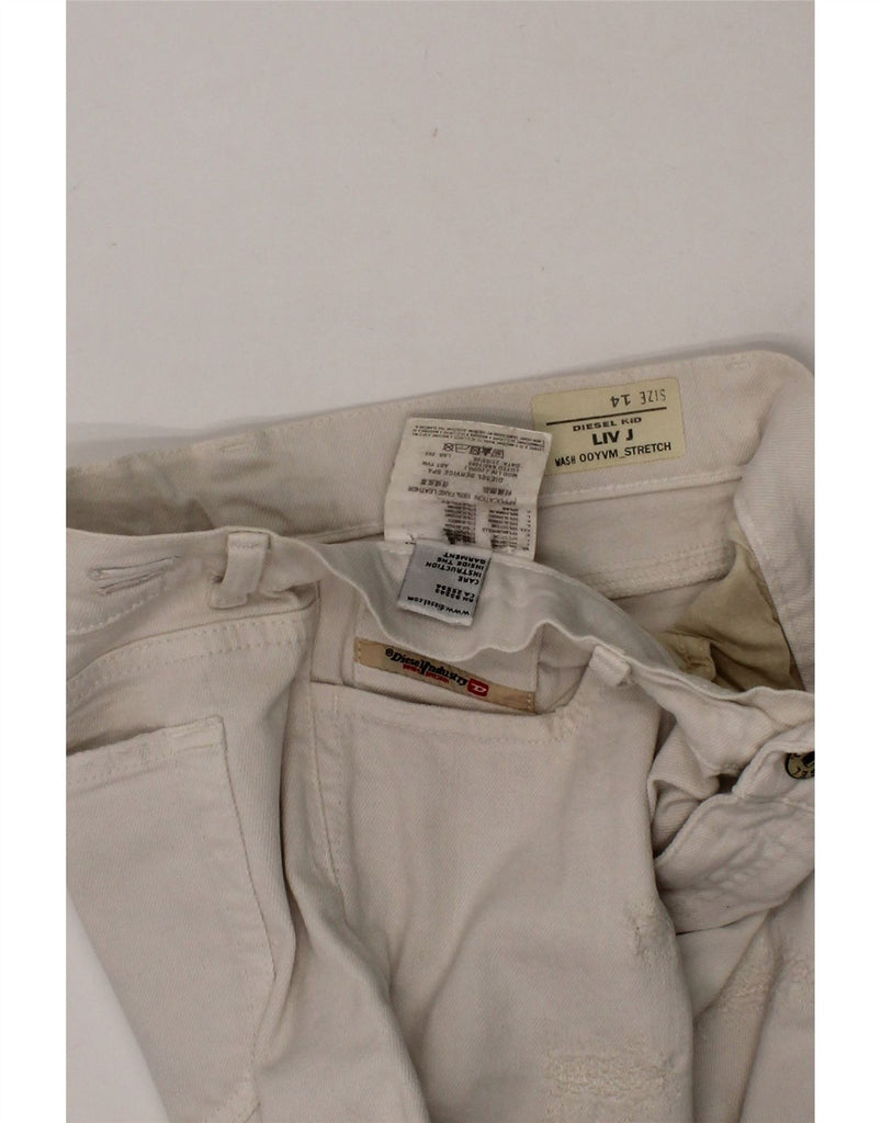 DIESEL Girls Liv Distressed Straight Jeans 13-14 Years W28 L21 White Vintage Diesel and Second-Hand Diesel from Messina Hembry 