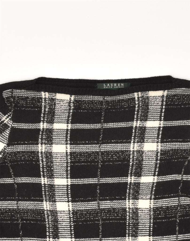 RALPH LAUREN Womens Boat Neck Jumper Sweater UK 12 Medium Black Check | Vintage Ralph Lauren | Thrift | Second-Hand Ralph Lauren | Used Clothing | Messina Hembry 