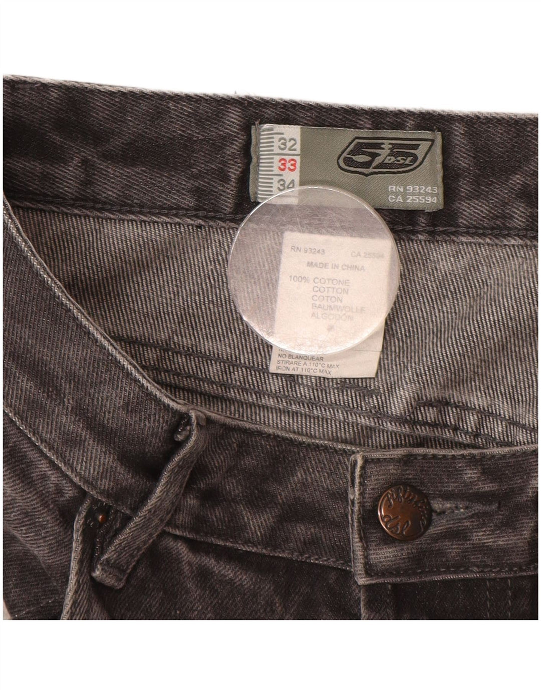 DIESEL Mens Straight Jeans W32 L30 Grey Cotton