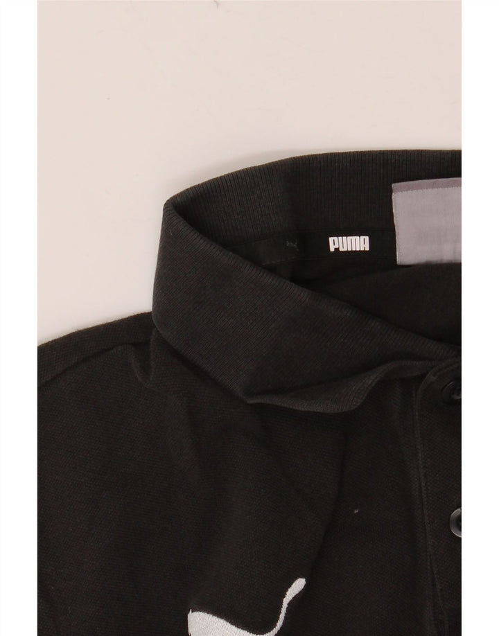 PUMA Mens Polo Shirt Medium Black Cotton