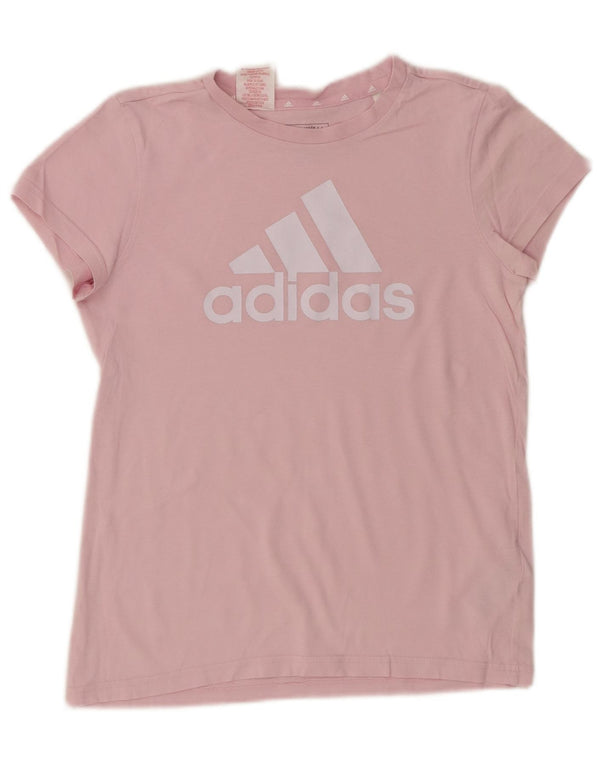 Adidas Girls Graphic T-Shirt Top 13-14 Years Pink Cotton