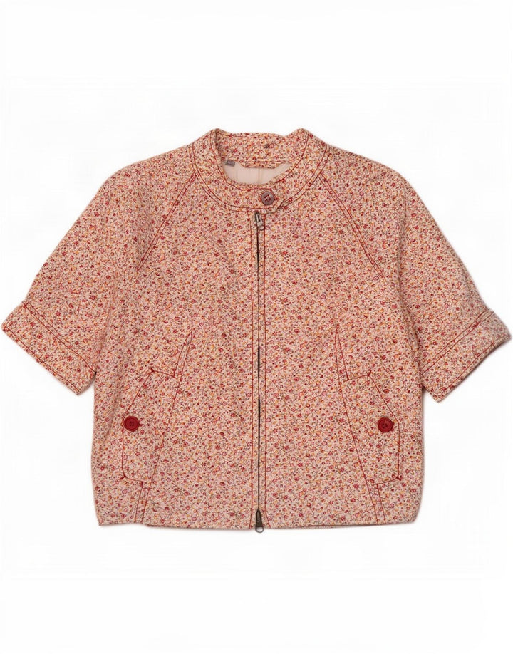 Vintage Womens Crop Bomber Jacket UK 12 Medium Multicoloured Floral
