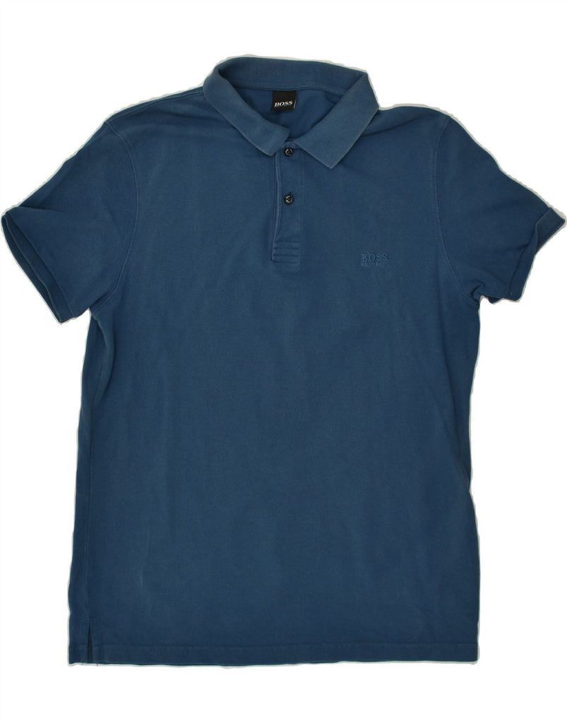 HUGO BOSS Mens Polo Shirt Medium Blue Cotton Vintage Hugo Boss and Second-Hand Hugo Boss from Messina Hembry 