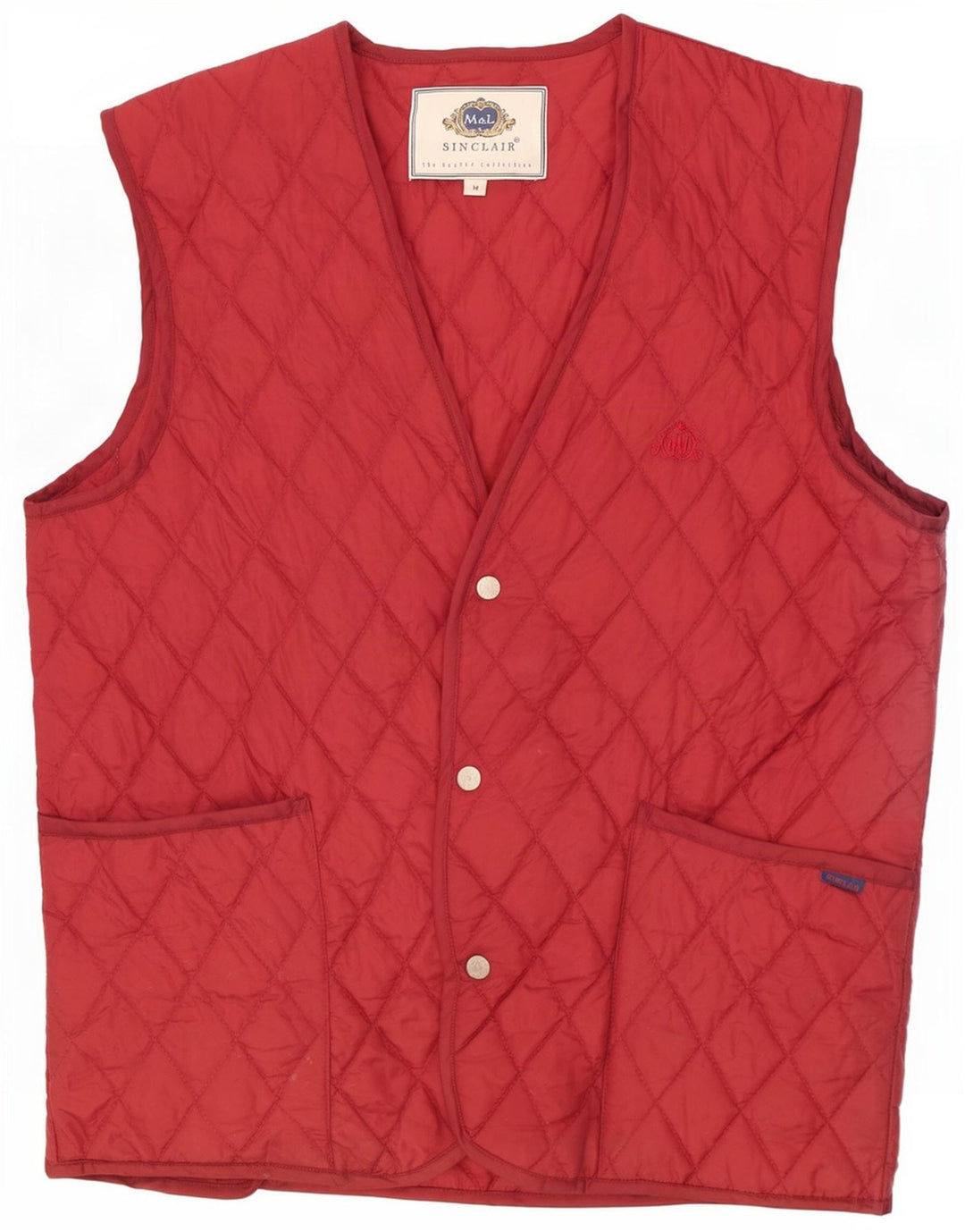 Sinclair Mens Quilted Gilet UK 38 Medium Burgundy Nylon