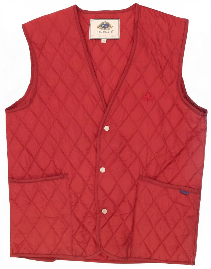 Sinclair Mens Quilted Gilet UK 38 Medium Burgundy Nylon