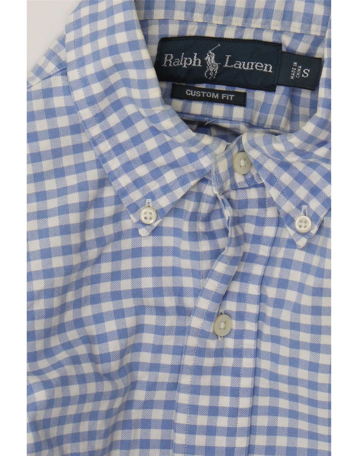 Ralph Lauren Mens Custom Fit Shirt Small Blue Gingham Cotton