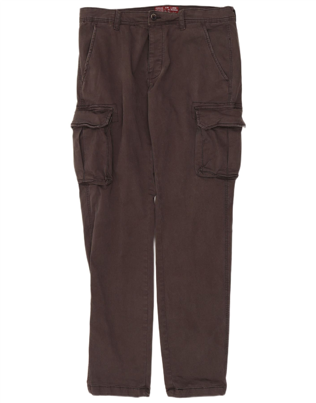 OVS Mens Straight Cargo Trousers IT 50 Large W34 L33 Grey Cotton