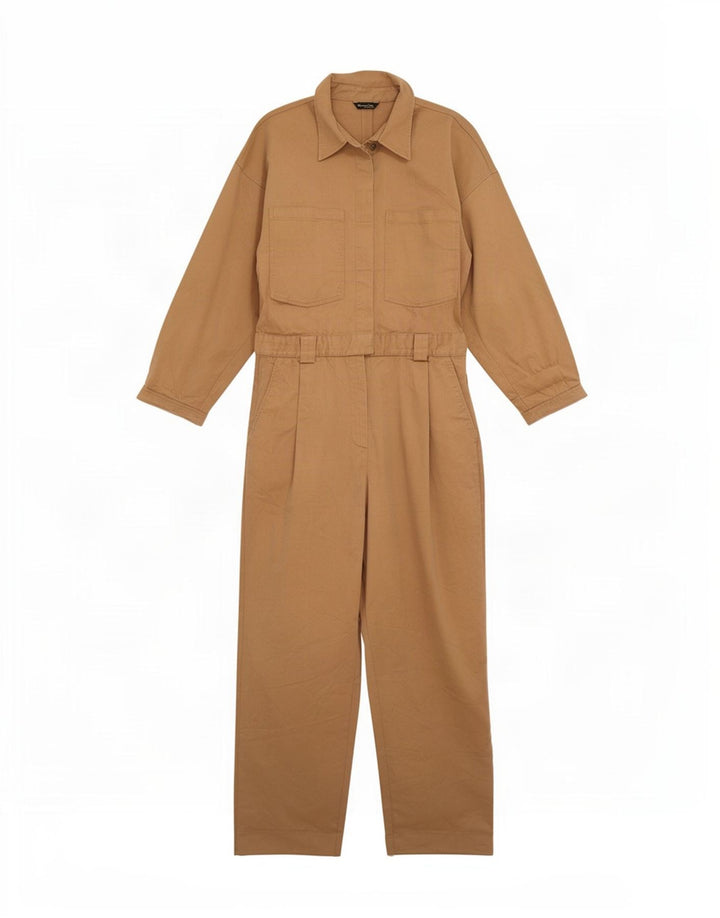 Massimo Dutti Womens Jumpsuit UK 12 Medium Beige Cotton