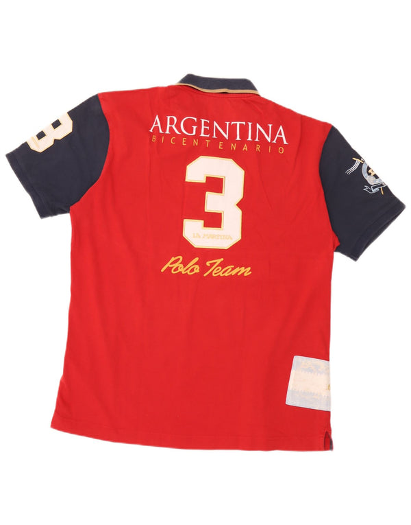 La Martina Mens Bicentenario de Revolucion Mayo Rugby Polo Shirt XL Red