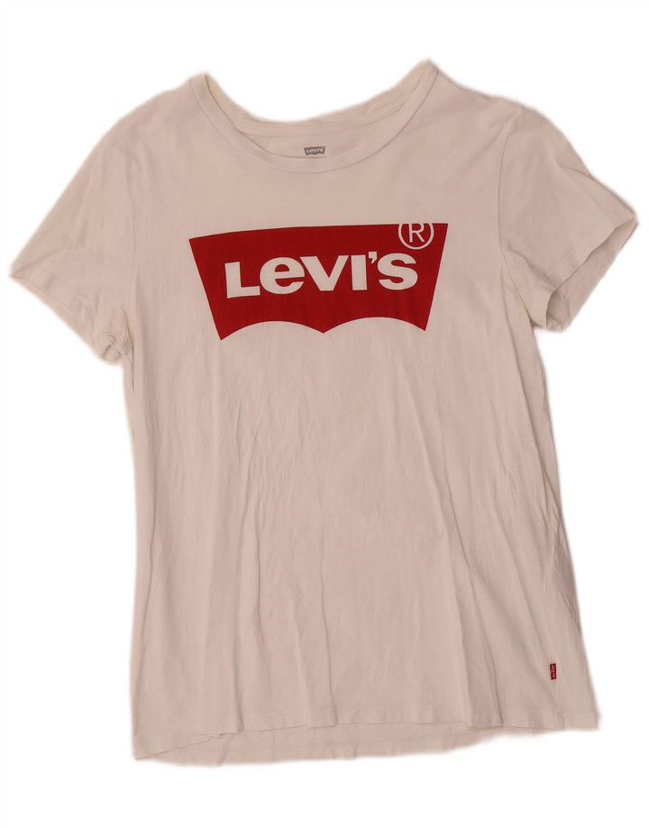 Levi's Womens Graphic T-Shirt Top UK 12 Medium White Cotton
