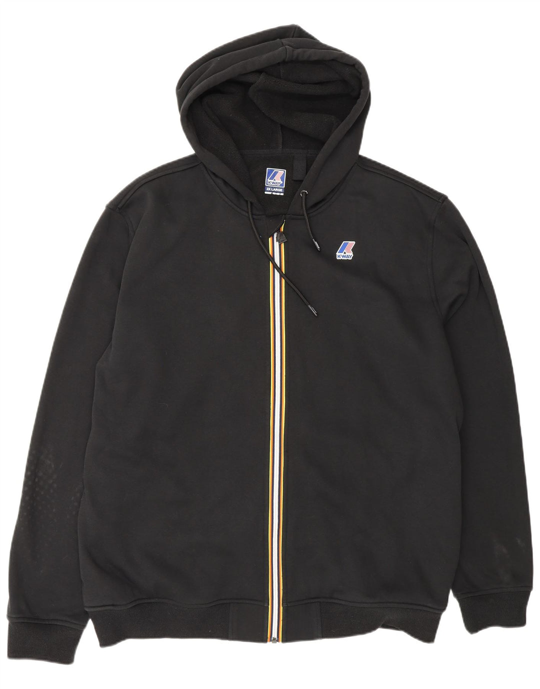 K-Way Mens Zip Hoodie Sweater 2XL Black Polyester