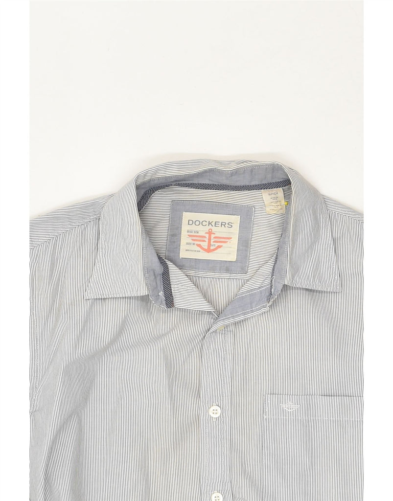 DOCKERS Mens Shirt Small Grey Pinstripe Cotton | Vintage Dockers | Thrift | Second-Hand Dockers | Used Clothing | Messina Hembry 