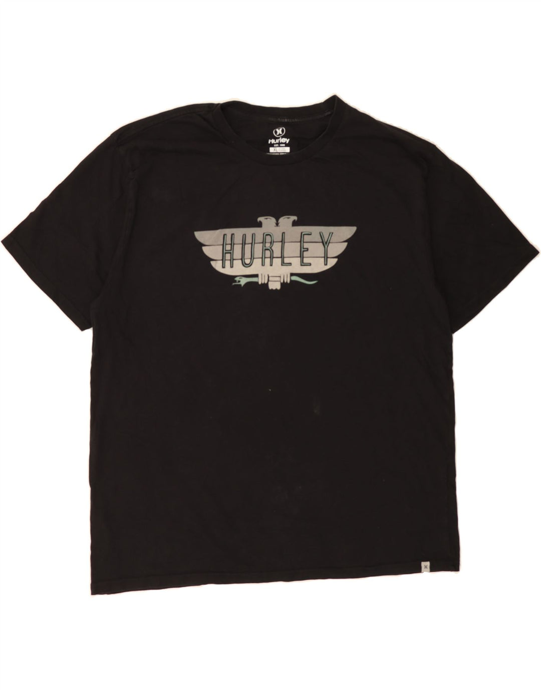 HURLEY Mens Graphic T-Shirt Top XL Black Cotton Vintage Hurley and Second-Hand Hurley from Messina Hembry 