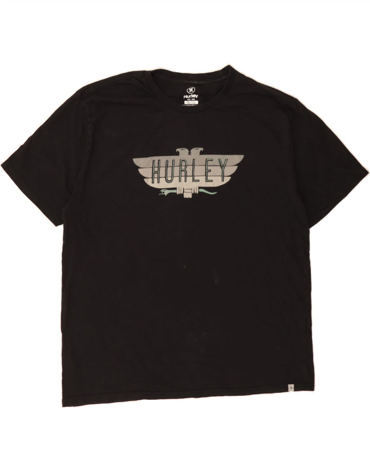 HURLEY Mens Graphic T-Shirt Top XL Black Cotton Vintage Hurley and Second-Hand Hurley from Messina Hembry 