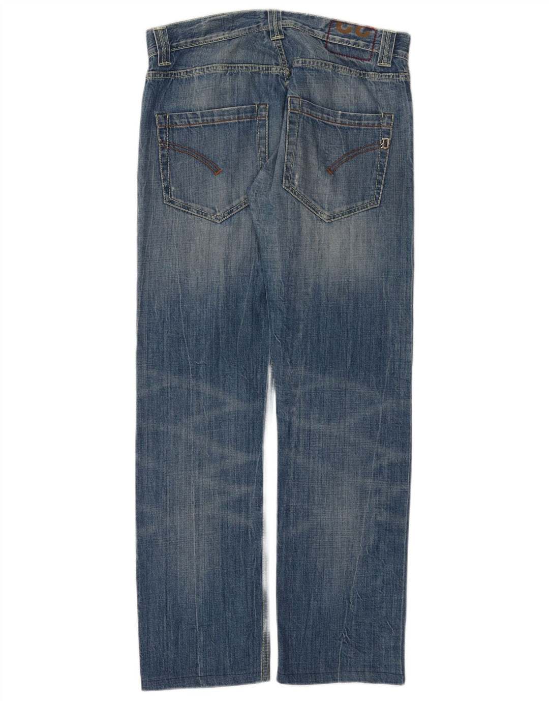 Dondup Womens Distressed Straight Jeans W32 L30 Blue Cotton