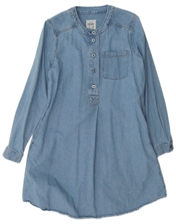 Fat Face Womens Long Sleeve Denim Dress UK 8 Small Blue Cotton