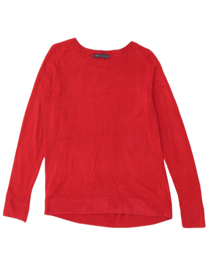 Marks & Spencer Womens Boat Neck Jumper Sweater UK 14 Medium  Red Acrylic