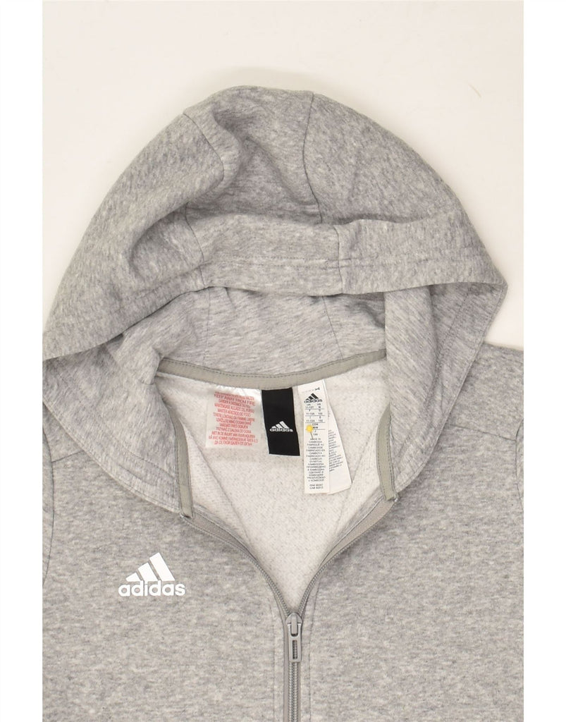 ADIDAS Boys Graphic Zip Hoodie Sweater 11-12 Years Grey Cotton | Vintage Adidas | Thrift | Second-Hand Adidas | Used Clothing | Messina Hembry 