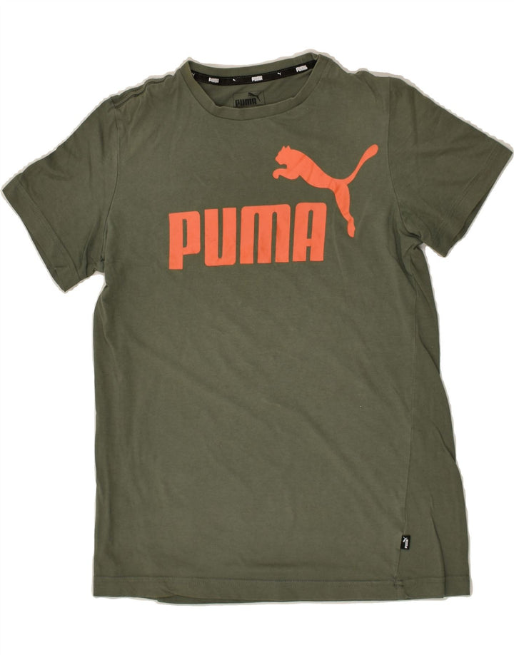PUMA Boys Graphic T-Shirt Top 13-14 Years Khaki | Vintage Puma | Thrift | Second-Hand Puma | Used Clothing | Messina Hembry 