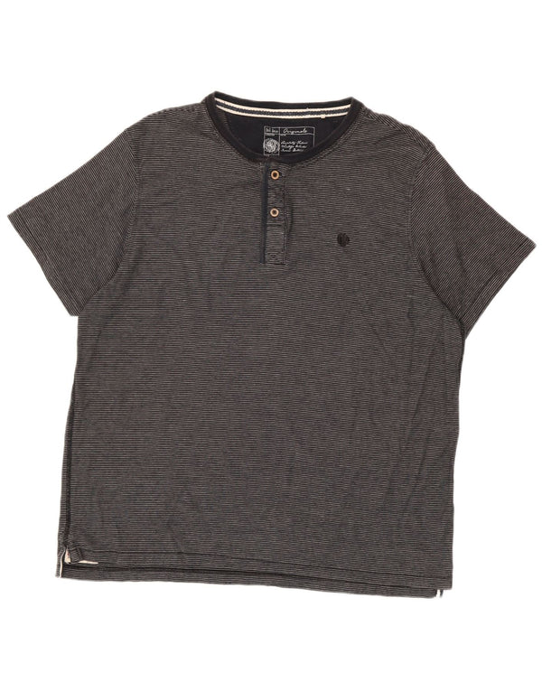 Fat Face Mens T-Shirt Top 2XL Grey Pinstripe Cotton
