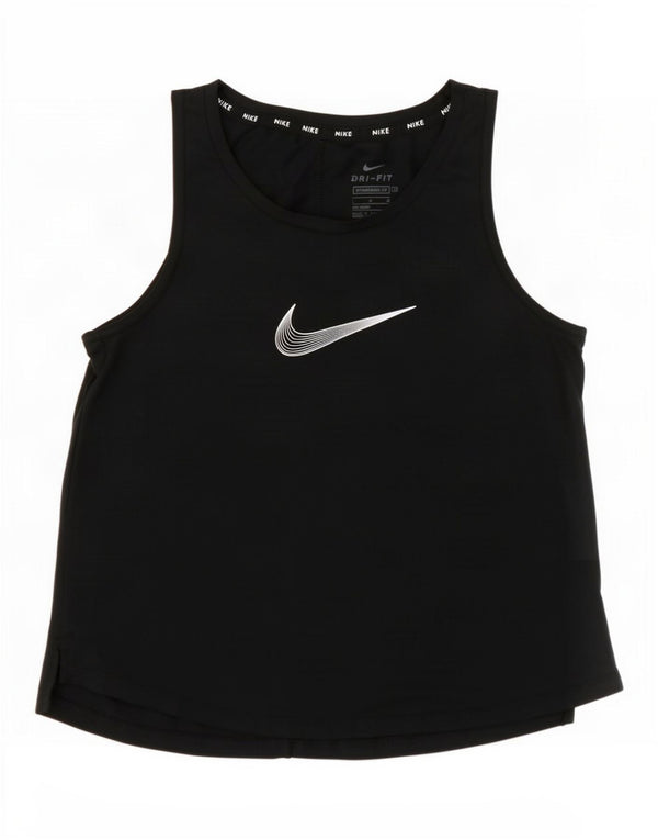 Nike Girls Dri Fit Graphic Vest Top 12-13 Years Large Black Polyester