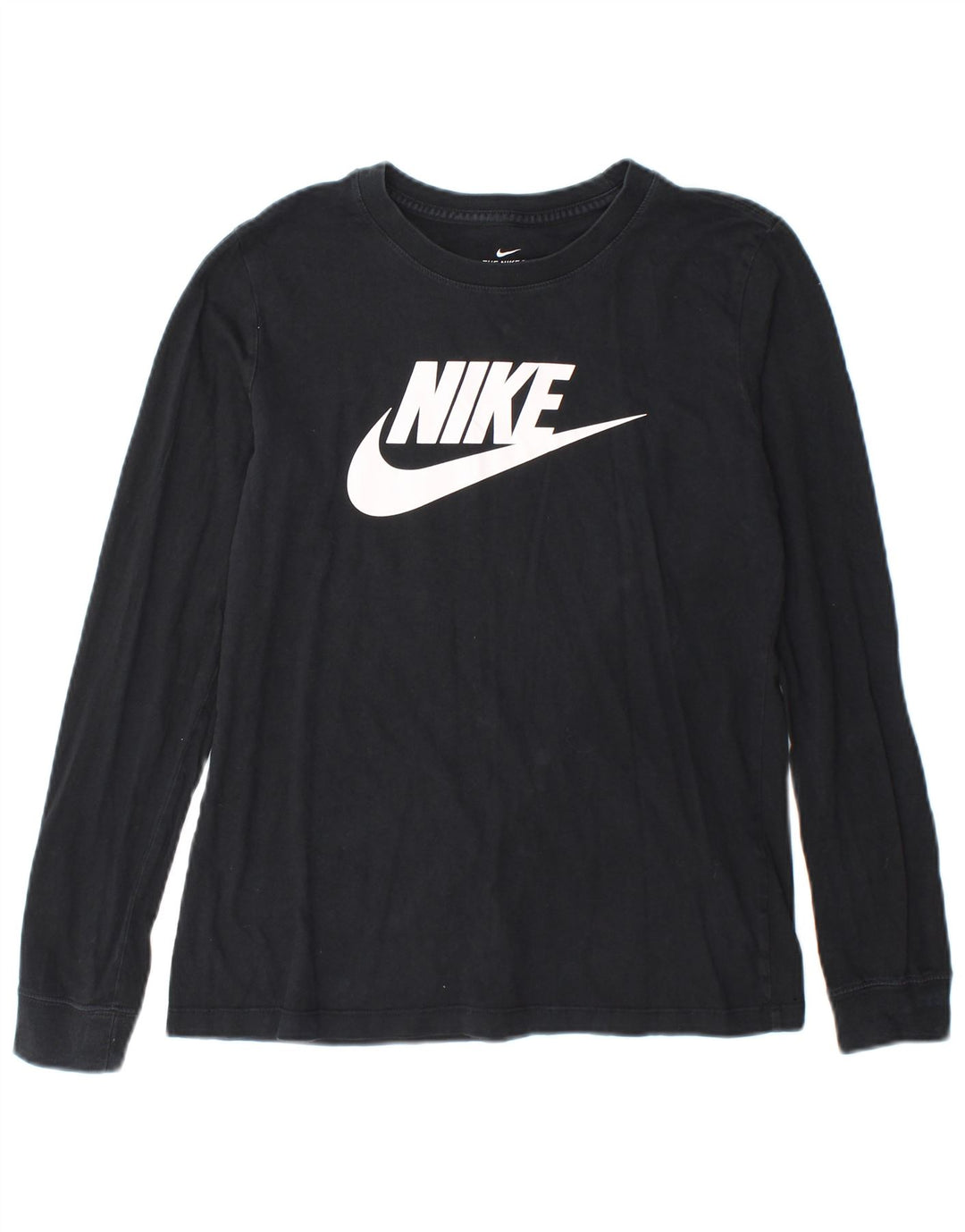 Nike Womens Graphic Top Long Sleeve UK 10 Small Black Cotton