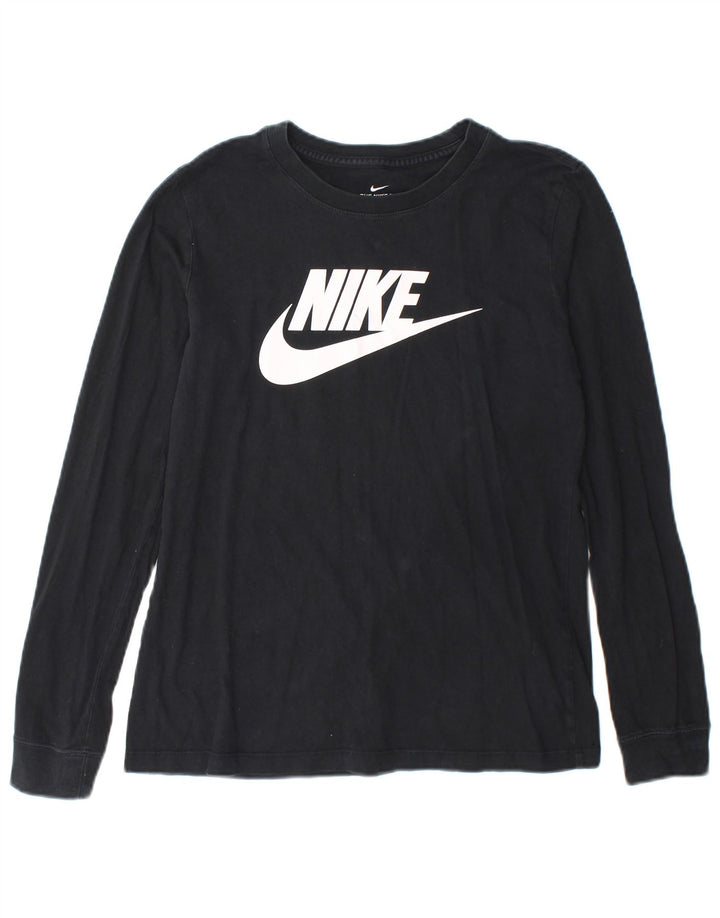 Nike Womens Graphic Top Long Sleeve UK 10 Small Black Cotton