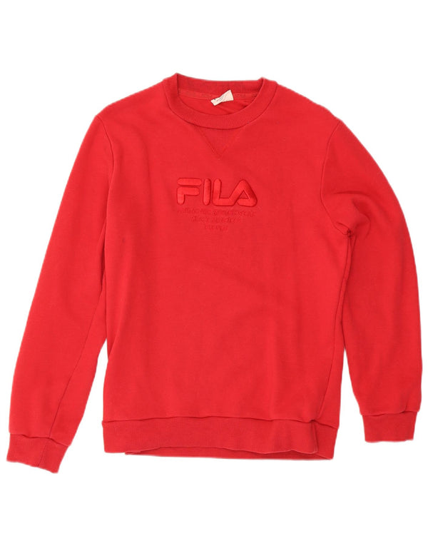 Fila Womens Graphic Sweatshirt Jumper UK 10 Small Red Cotton