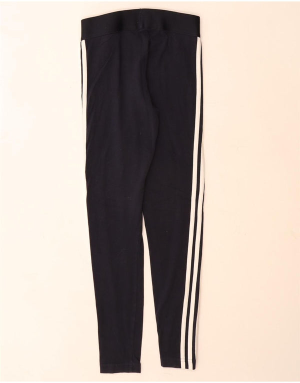 Adidas Womens Leggings UK 8/10 Small  Navy Blue Cotton