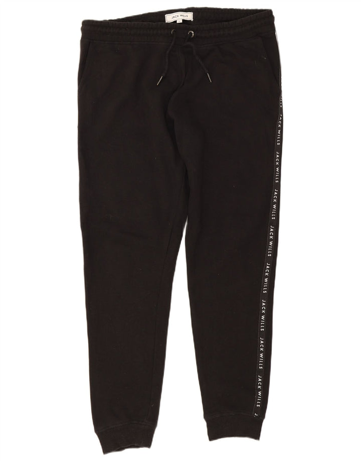 Jack Wills Womens Graphic Tracksuit Trousers Joggers UK 12 Medium Black