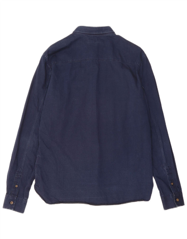 All Saints Mens Shirt Medium Navy Blue Cotton