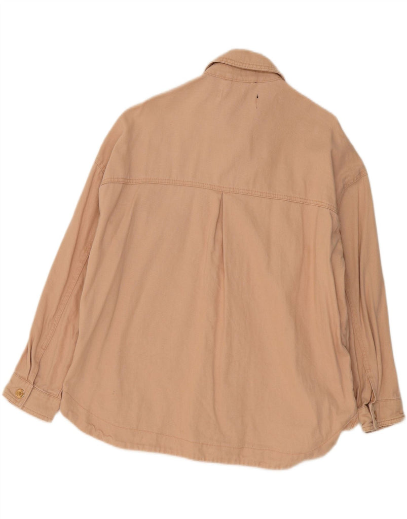 ZARA Womens Loose Fit Overshirt Denim Shirt UK 14 Medium Pink Cotton Vintage Zara and Second-Hand Zara from Messina Hembry 