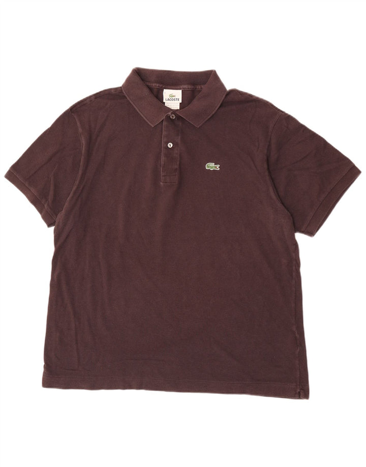 Lacoste Mens Polo Shirt Size 6 XL Brown Cotton