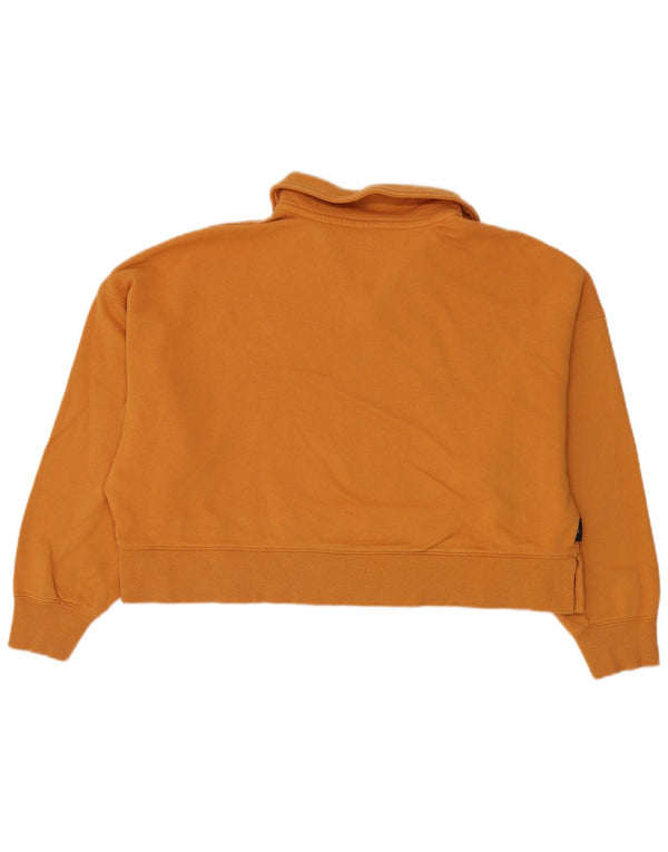 Puma Womens Oversized Crop Polo Neck Sweatshirt Jumper UK 16 Large Yellow