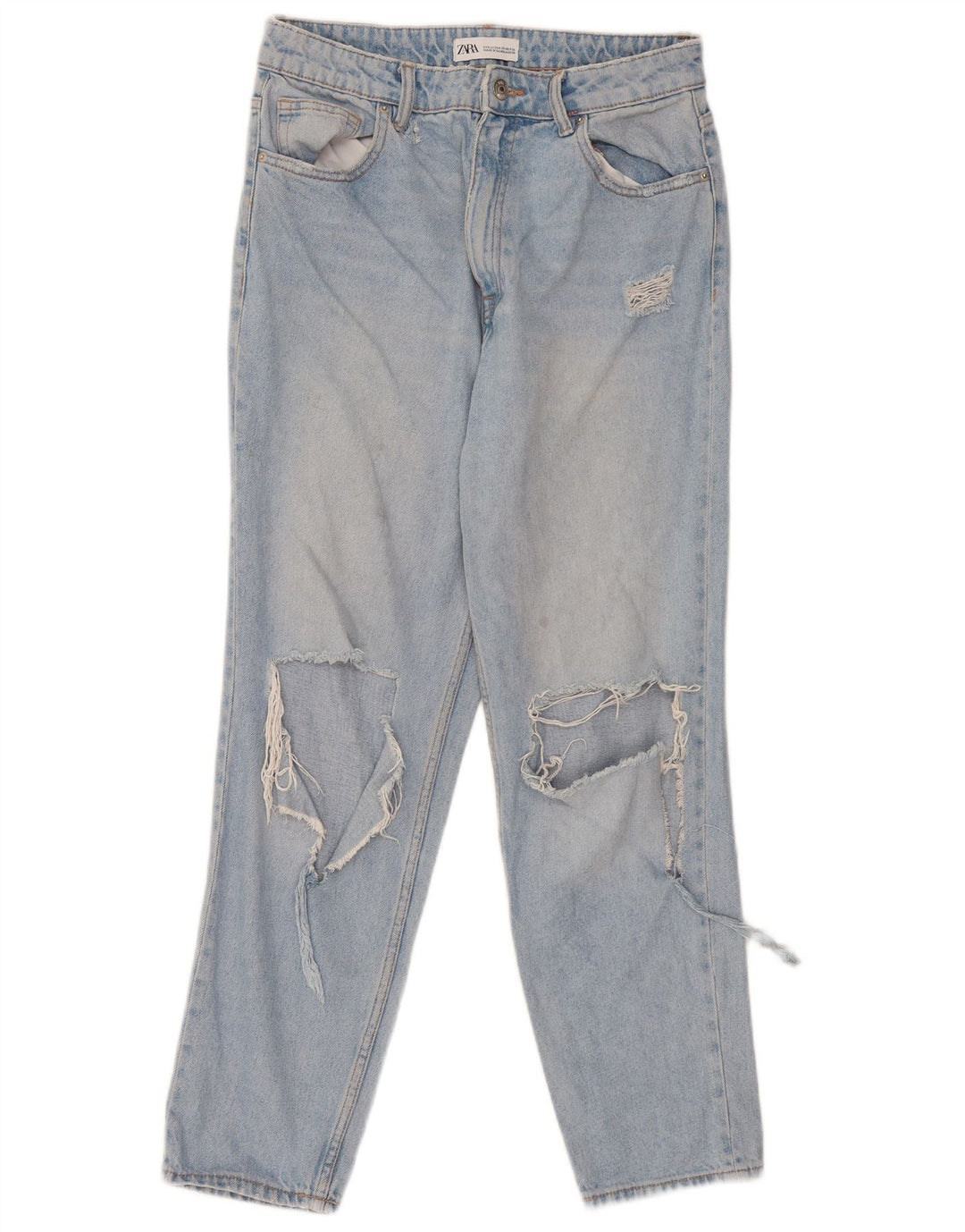 Zara Womens Distressed High Waist Jeans EU 40 Medium W30 L27 Blue