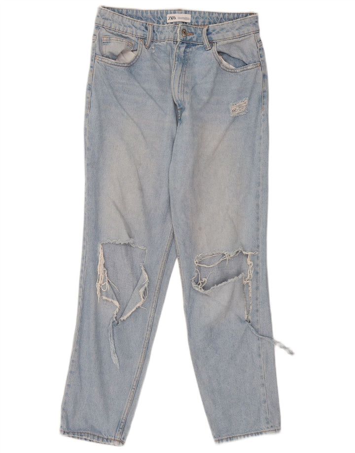 Zara Womens Distressed High Waist Jeans EU 40 Medium W30 L27 Blue
