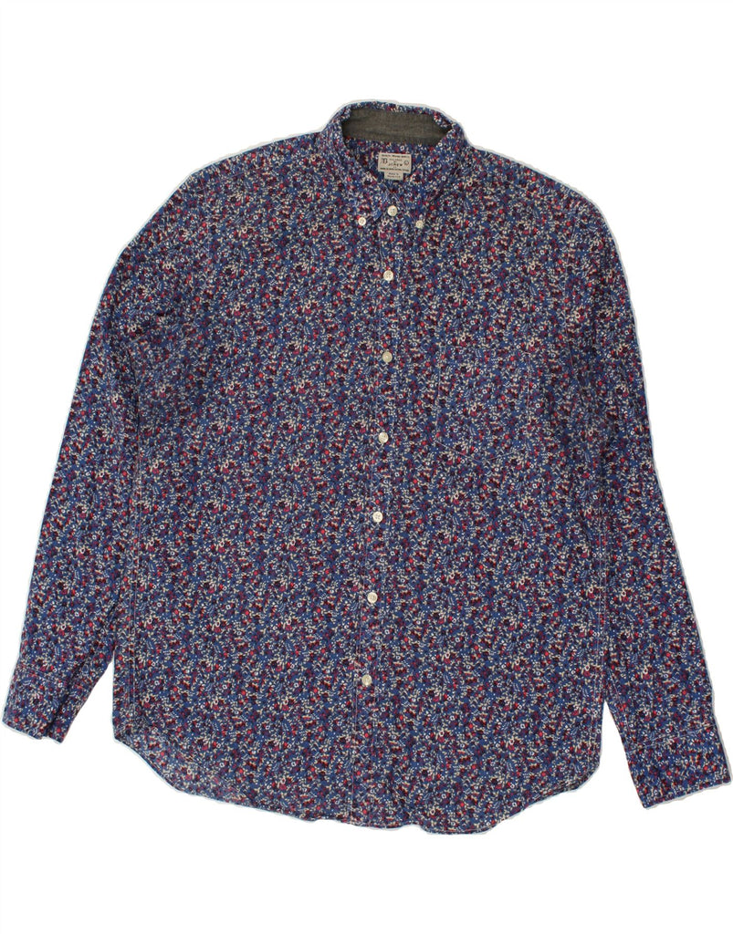 J. CREW Mens Tailored Shirt Large Navy Blue Floral Cotton | Vintage J. Crew | Thrift | Second-Hand J. Crew | Used Clothing | Messina Hembry 
