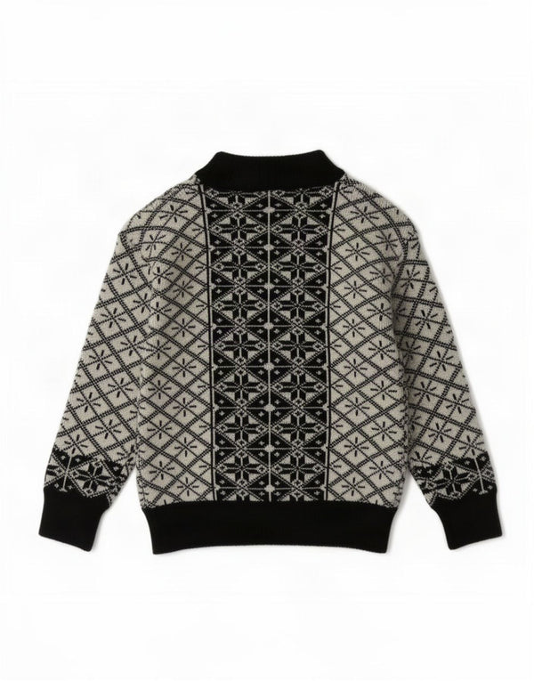 Vintage Boys Turtle Neck Jumper Sweater 7-8 Years Black Geometric Spandex