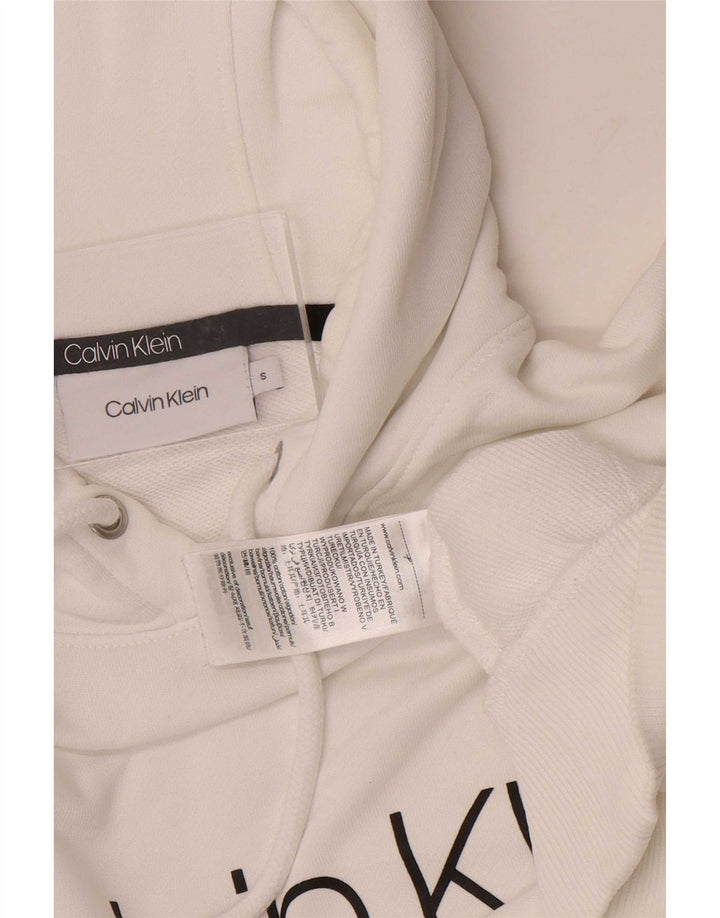 Calvin Klein Mens Graphic Hoodie Jumper Small White Cotton